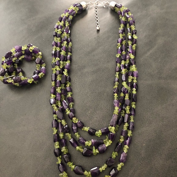Jay King Jewelry - Jay King DTR 925 Peridot and Amethyst Necklace and Bracelet Set